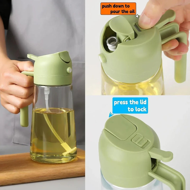 ENDOXI - 2 in 1 Oil Bottle – 500ML Oil Spray Bottle & Oil Dispenser