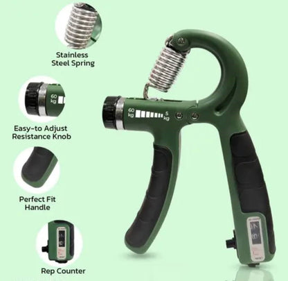 Adjustable Hand Gripper with Counter | 5–60kg Resistance | Wrist & Forearm Trainer