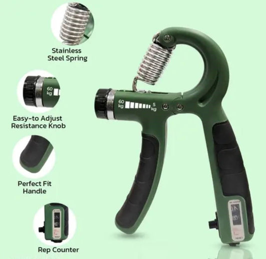 Adjustable Hand Gripper with Counter | 5–60kg Resistance | Wrist & Forearm Trainer