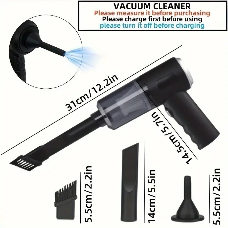 3-in-1 Mini Cordless Vacuum Cleaner – Powerful Duster, Blower & Pump